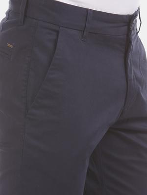 navy blue solid flat front casual trouser - 17571078 - Standard Image - 5