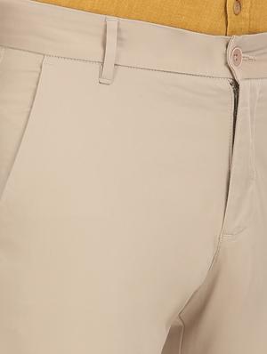 beige solid flat front casual trouser - 17571080 - Standard Image - 5