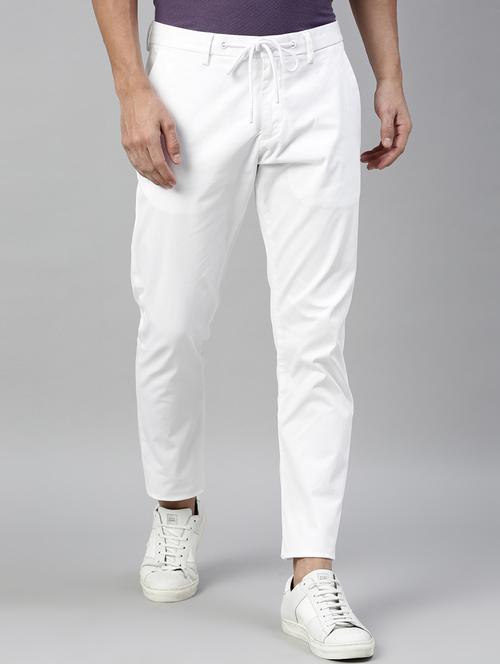white solid chinos trouser - 17571154 - Standard Image - 1