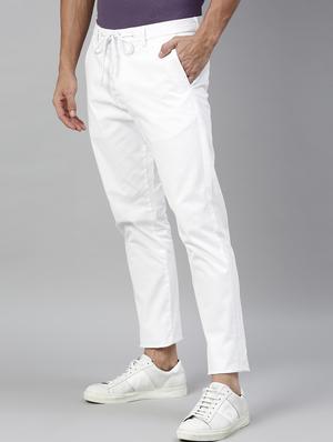 white solid chinos trouser - 17571154 - Standard Image - 2