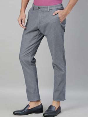 grey self design casual trouser - 17571203 - Standard Image - 2