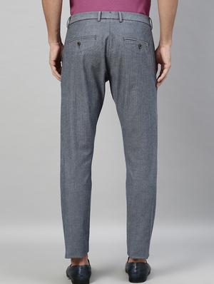 grey self design casual trouser - 17571203 - Standard Image - 3