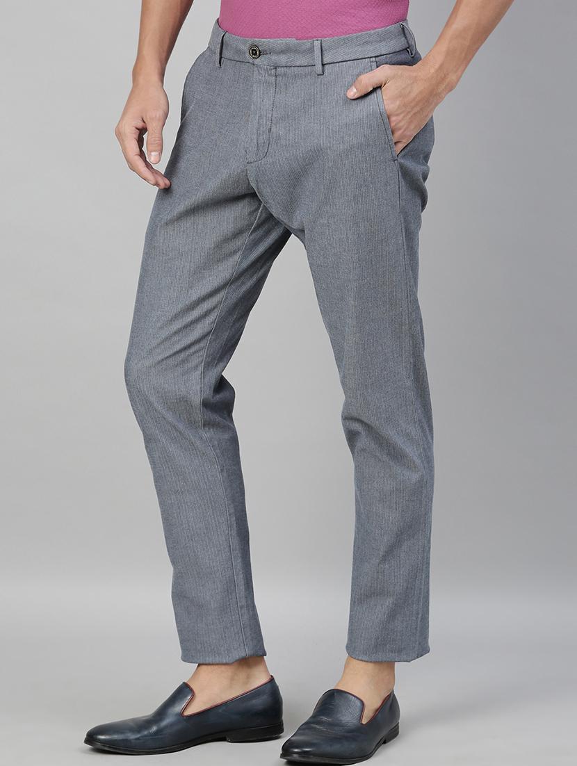 grey self design casual trouser - 17571203 - Zoom Image - 2