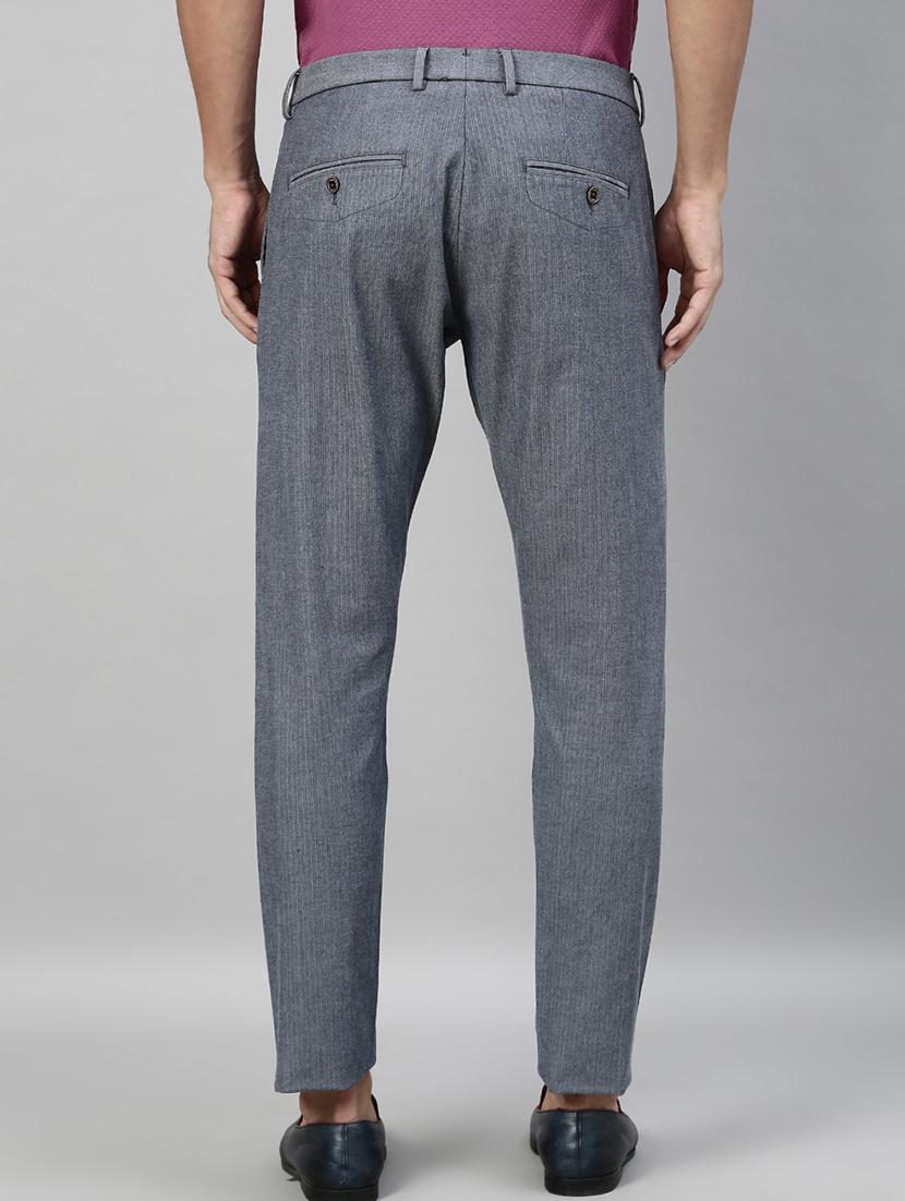 grey self design casual trouser - 17571203 - Zoom Image - 3