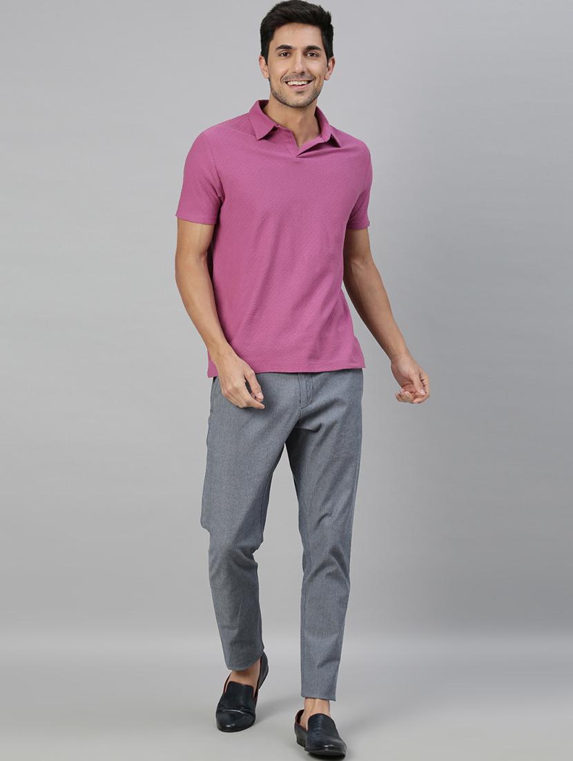 grey self design casual trouser - 17571203 - Zoom Image - 4
