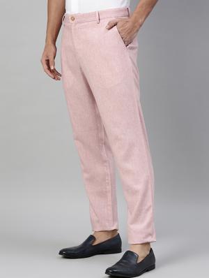 pink solid chinos casual trouser - 17571204 - Standard Image - 2