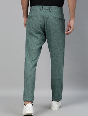green solid chinos casual trouser - 17571205 - Standard Image - 3