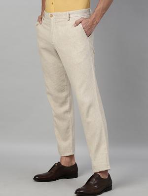 off white solid chinos - 17571206 - Standard Image - 2