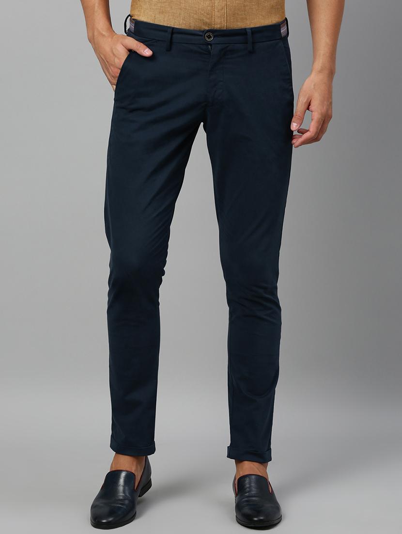 navy blue solid chinos casual trouser - 17571228 - Zoom Image - 1