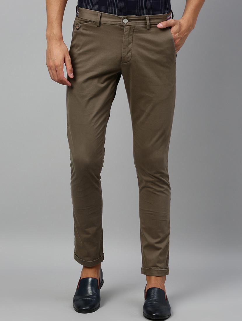 brown solid chinos casual trouser - 17571232 - Zoom Image - 1