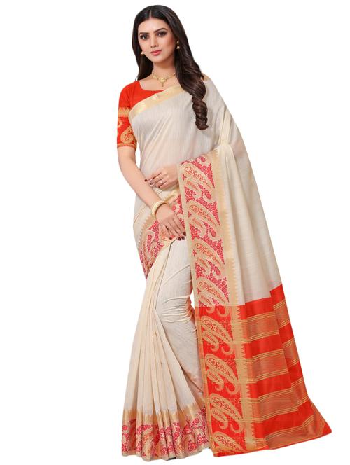 solid bordered maheshwari saree with blouse - 17571662 - Standard Image - 1