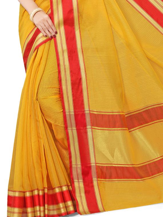 solid bordered maheshwari saree with blouse - 17571667 - Zoom Image - 2