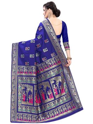 self design baluchari saree with blouse - 17571721 - Standard Image - 2