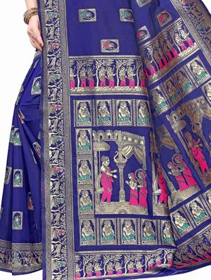 self design baluchari saree with blouse - 17571721 - Standard Image - 3