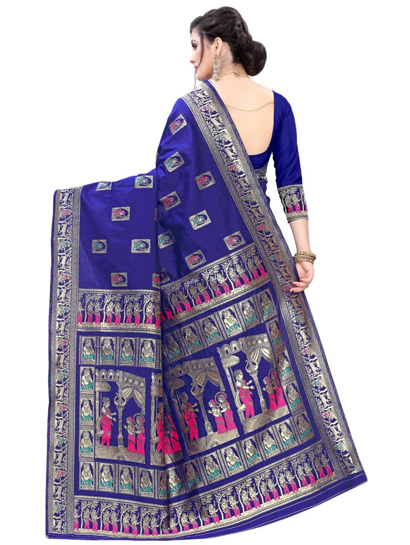 self design baluchari saree with blouse - 17571721 - Zoom Image - 2