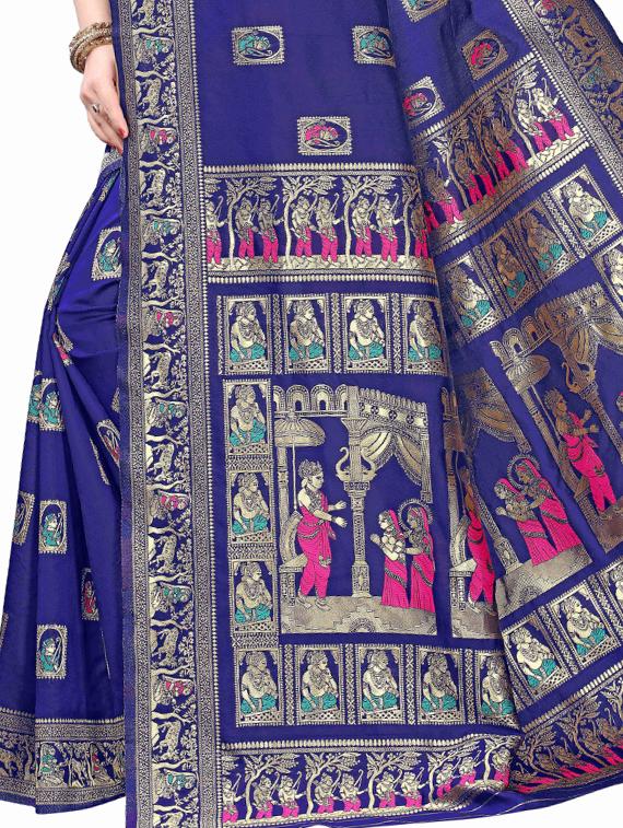 self design baluchari saree with blouse - 17571721 - Zoom Image - 3
