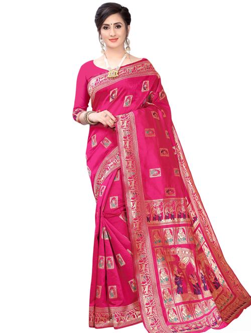 self design baluchari saree with blouse - 17571723 - Standard Image - 1