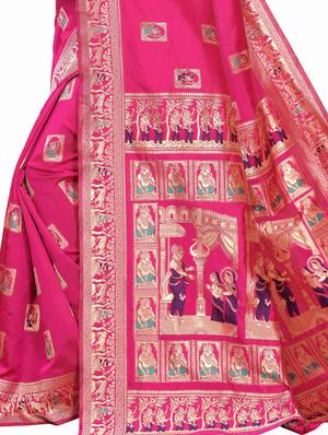 self design baluchari saree with blouse - 17571723 - Standard Image - 3