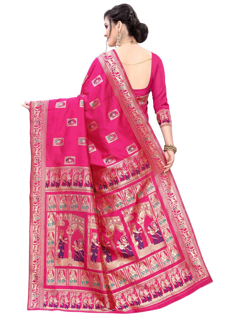 self design baluchari saree with blouse - 17571723 - Zoom Image - 2