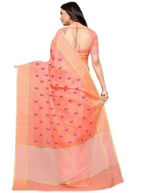 floral motifs embroidered saree with blouse - 17571781 - Standard Image - 2
