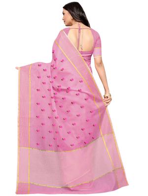 floral motifs embroidered saree with blouse - 17571783 - Standard Image - 2