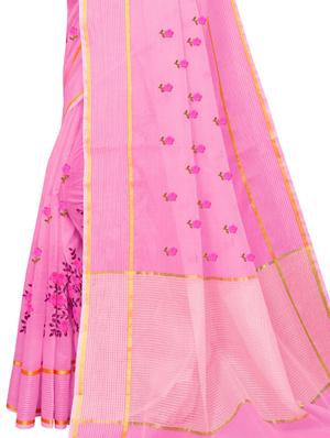 floral motifs embroidered saree with blouse - 17571783 - Standard Image - 3