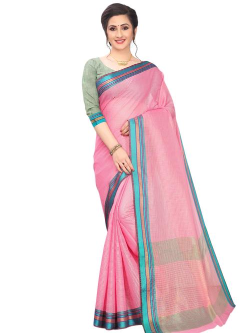 solid bordered maheshwari saree with blouse - 17571790 - Standard Image - 1