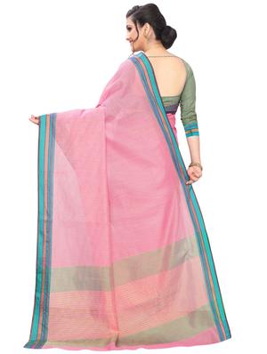solid bordered maheshwari saree with blouse - 17571790 - Standard Image - 2