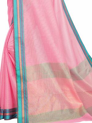 solid bordered maheshwari saree with blouse - 17571790 - Standard Image - 3