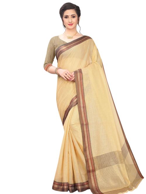 solid bordered maheshwari saree with blouse - 17571799 - Standard Image - 1