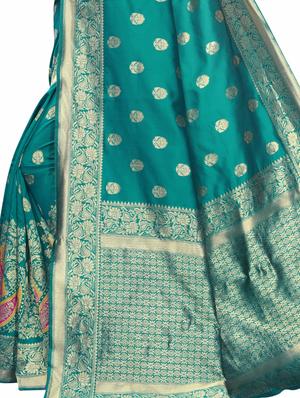 zari work banarasi saree with blouse - 17571820 - Standard Image - 3