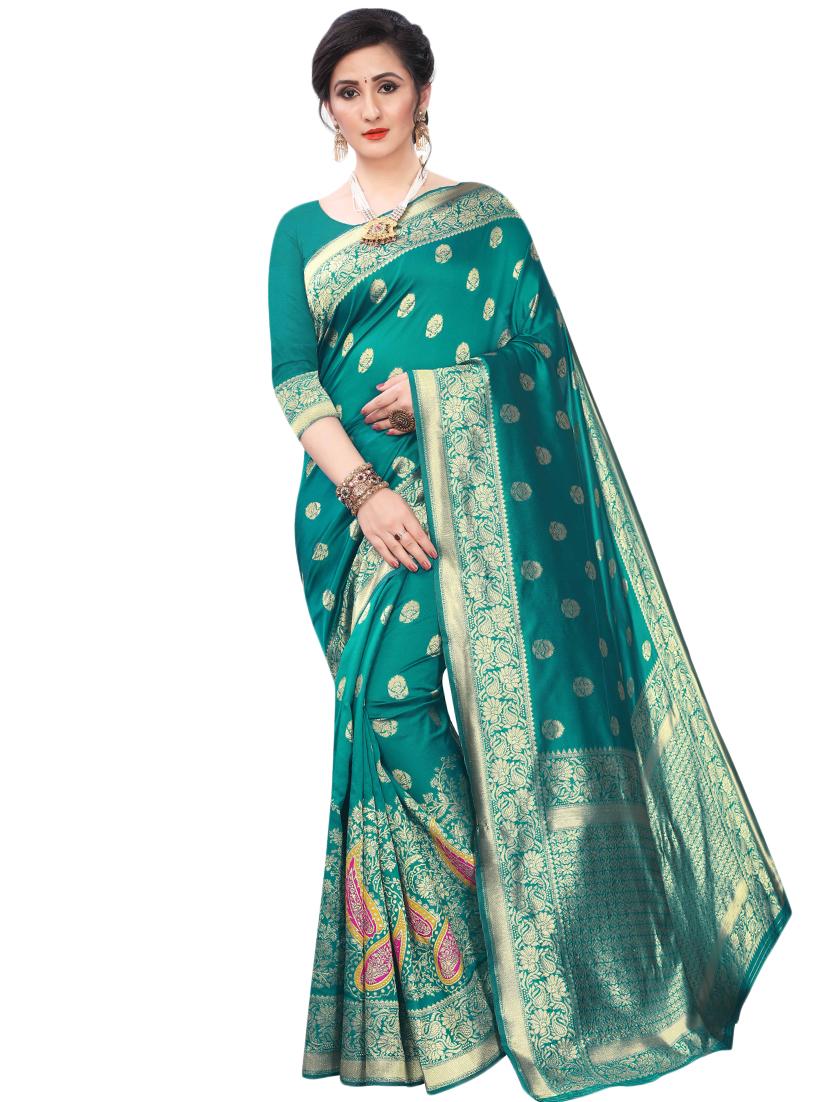 zari work banarasi saree with blouse - 17571820 - Zoom Image - 1
