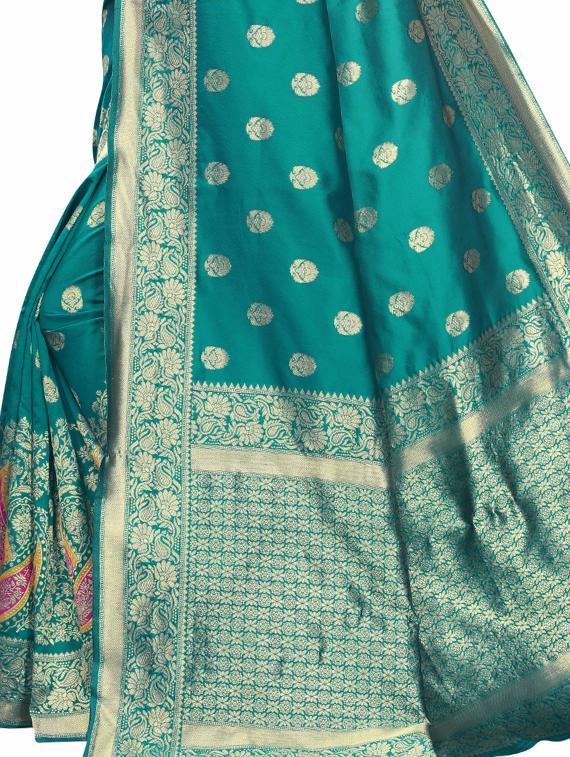 zari work banarasi saree with blouse - 17571820 - Zoom Image - 3