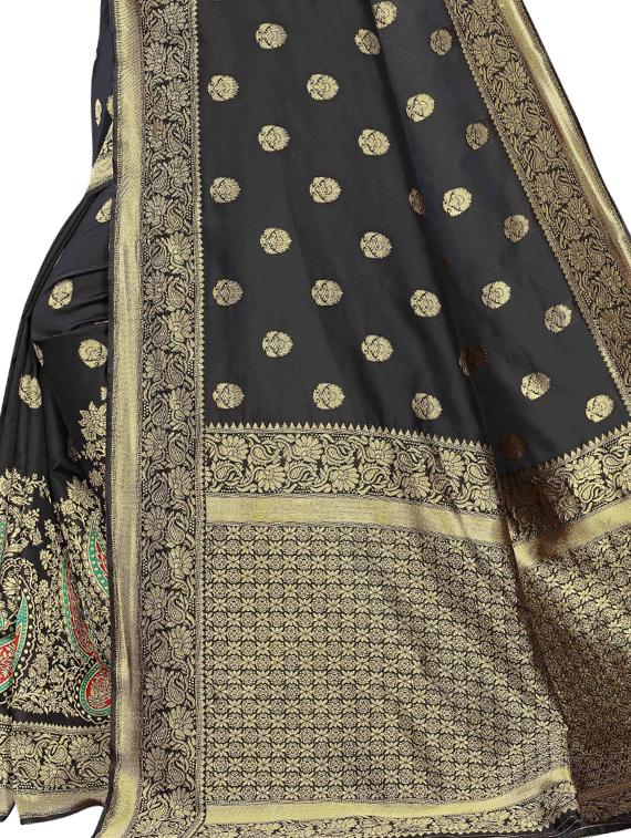 zari work banarasi saree with blouse - 17571821 - Zoom Image - 3