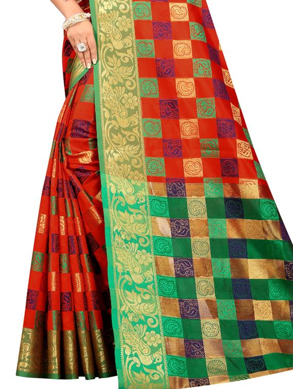 zari work banarasi saree with blouse - 17571832 - Zoom Image - 3