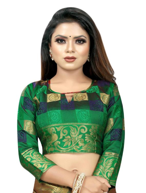 zari work banarasi saree with blouse - 17571832 - Zoom Image - 4