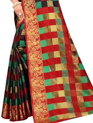 zari work banarasi saree with blouse - 17571837 - Standard Image - 3