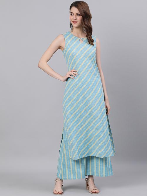 striped kurta palazzo set - 17572283 - Standard Image - 1
