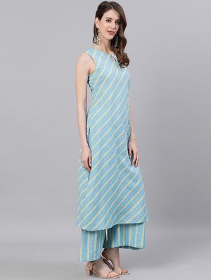 striped kurta palazzo set - 17572283 - Standard Image - 2