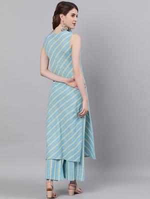 striped kurta palazzo set - 17572283 - Standard Image - 3