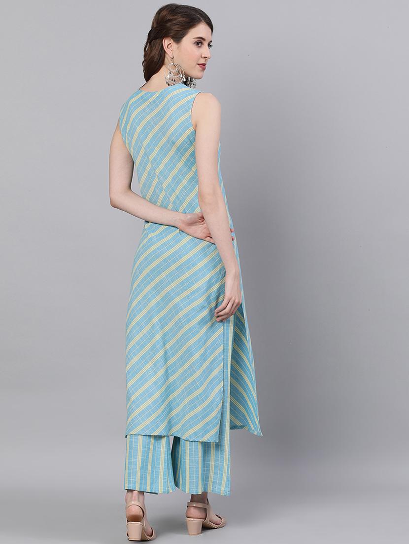 striped kurta palazzo set - 17572283 - Zoom Image - 3