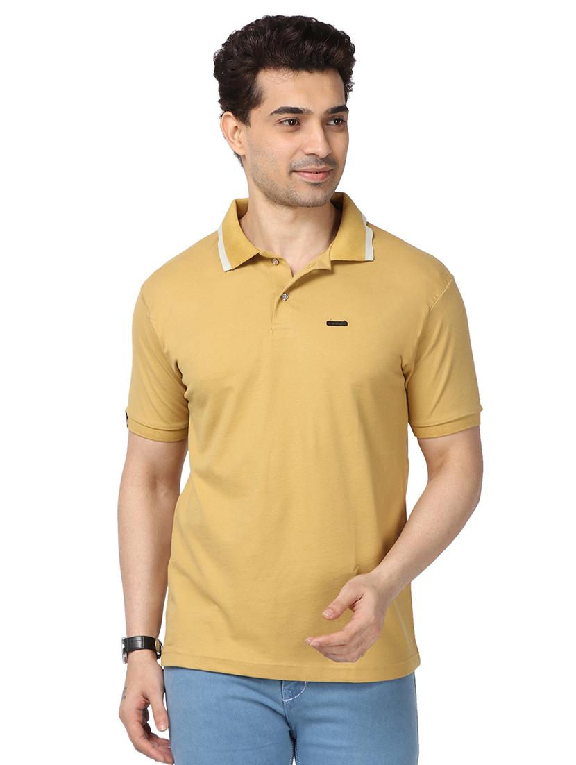 mustard solid polo t-shirt - 17572318 - Zoom Image - 1