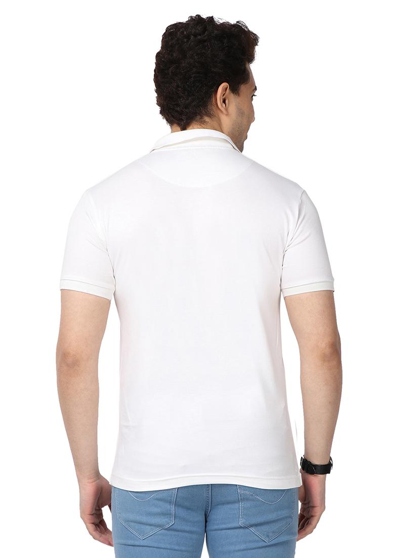 white solid polo t-shirt - 17572319 - Zoom Image - 3