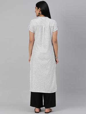striped straight kurta - 17572343 - Standard Image - 3
