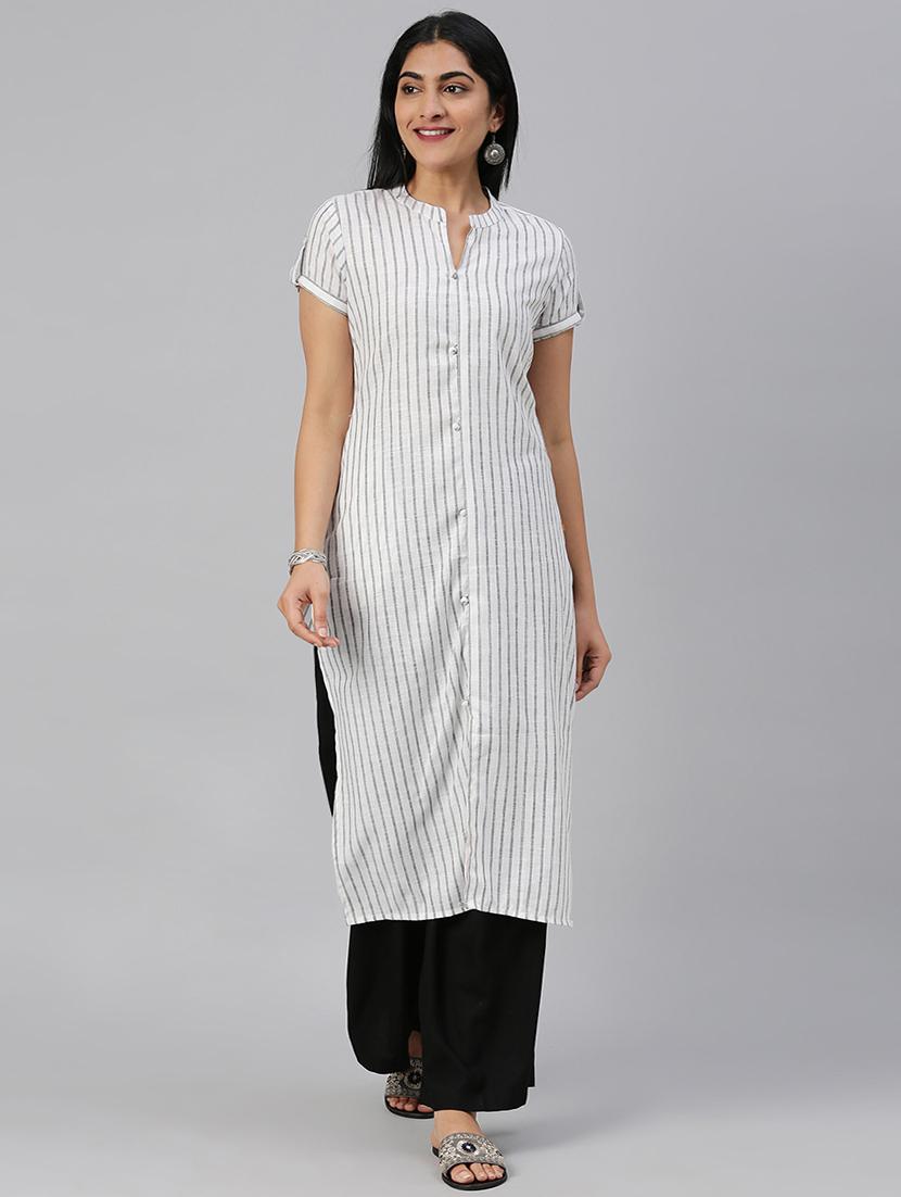 striped straight kurta - 17572343 - Zoom Image - 1