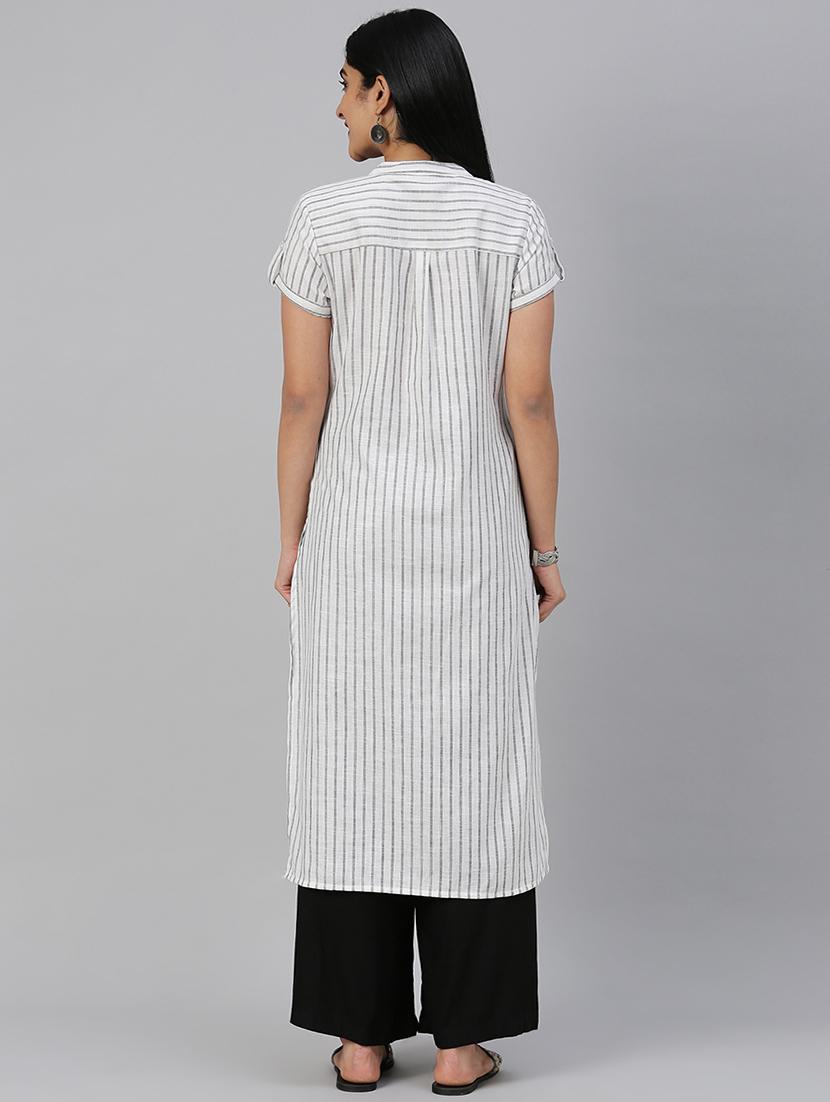 striped straight kurta - 17572343 - Zoom Image - 3