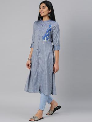 striped straight kurta - 17572348 - Standard Image - 2