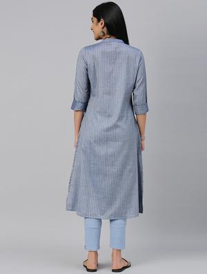 striped straight kurta - 17572348 - Standard Image - 4
