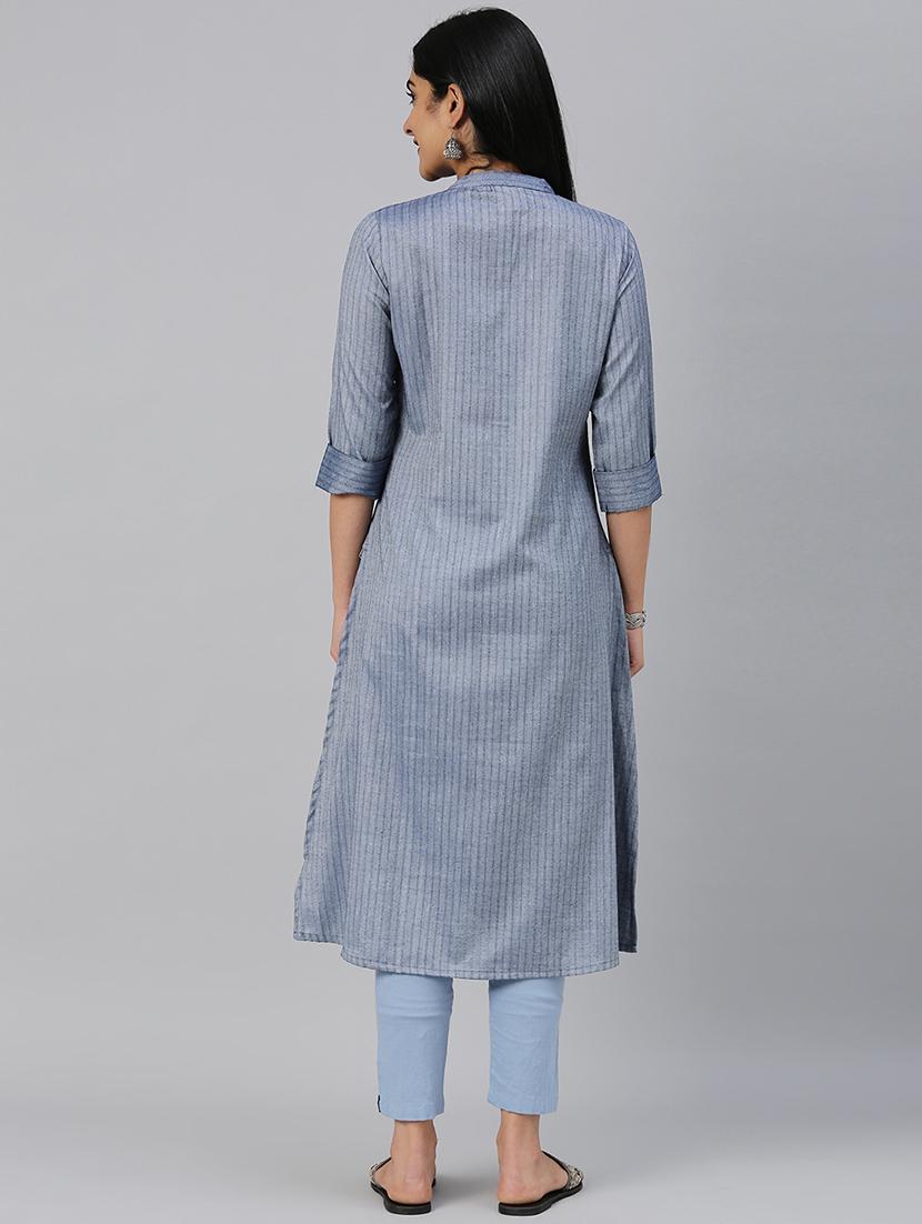 striped straight kurta - 17572348 - Zoom Image - 4