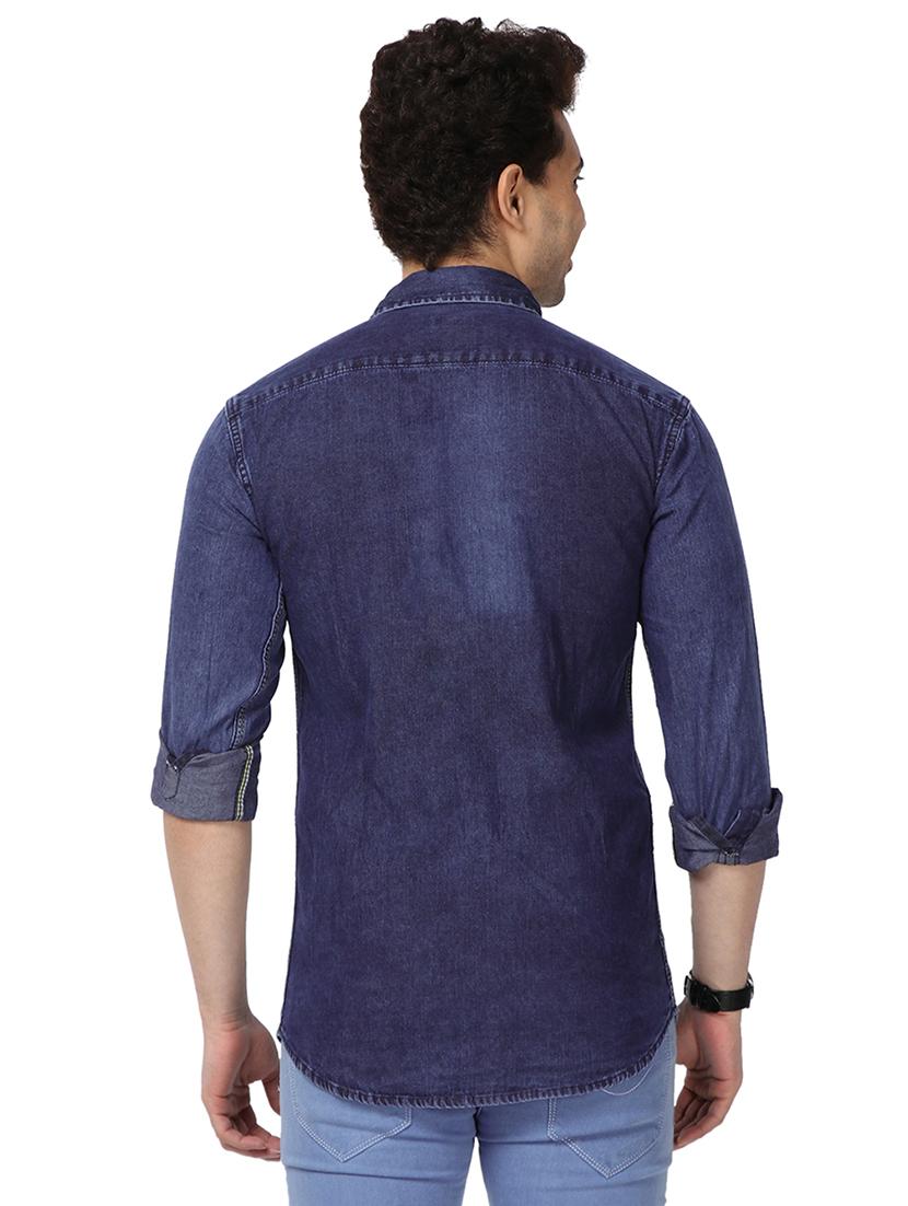 blue faded denim casual shirt - 17572401 - Zoom Image - 3